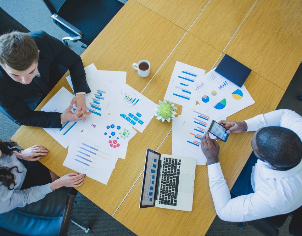 Escena de negocios vista superior